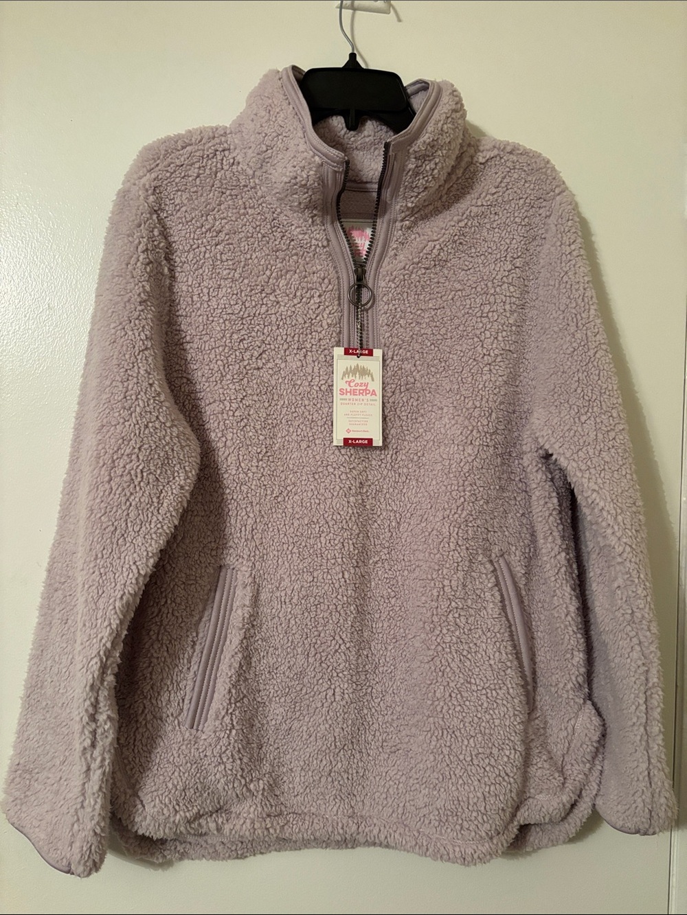 Cozy Sherpa Quarter-Zip Pullover - Light Lavender